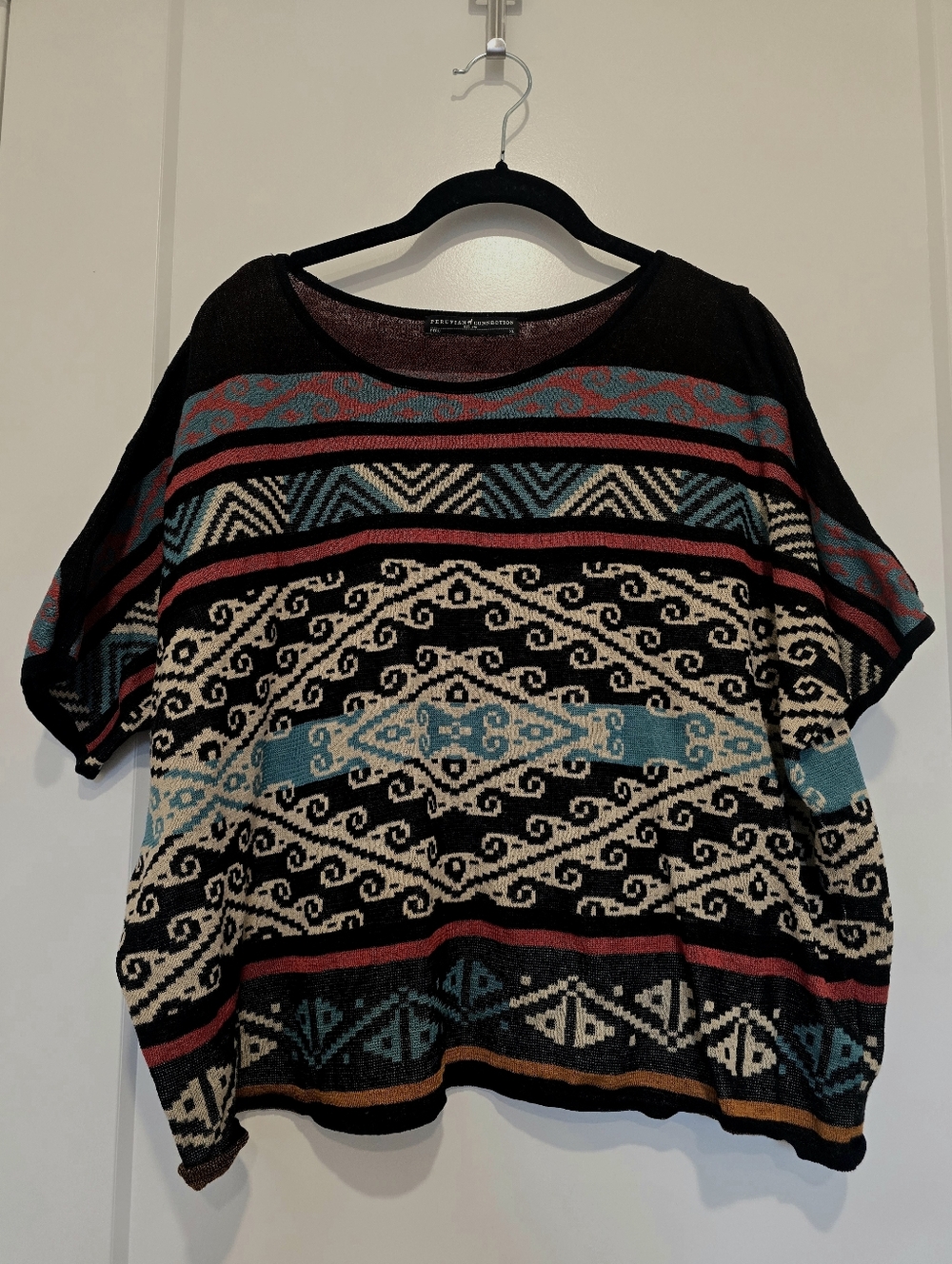 Peruvian Connections Aztec Pattern Pima Cotton Top Msrp $229
